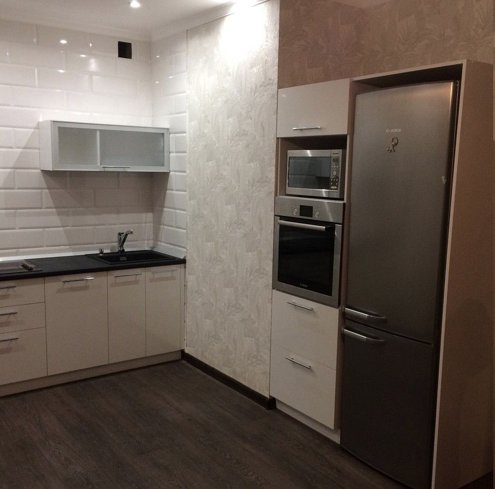 Белый кухонный гарнитур-Кухня МДФ в ПВХ «Модель 158»-фото1