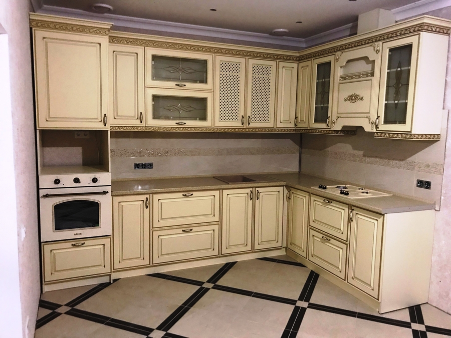 Белый кухонный гарнитур-Кухня МДФ в эмали «Модель 487»-фото1