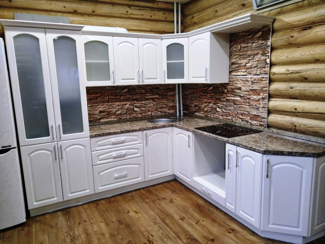 Белый кухонный гарнитур-Кухня МДФ в эмали «Модель 546»-фото2