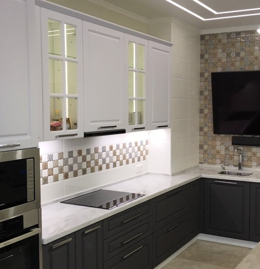Белый кухонный гарнитур-Кухня МДФ в пленке ПВХ «Модель 505»-фото3