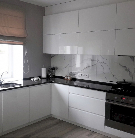 Белый кухонный гарнитур-Кухня МДФ в эмали «Модель 592»-фото5